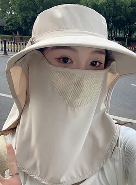 全方位防晒帽透气遮脸面罩护颈一