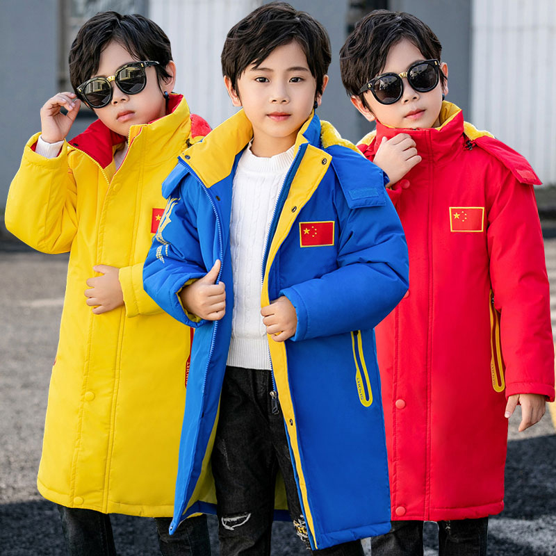 国家队运动大衣男女体育中长款棉服儿童跆拳道足球冬训练棉袄外套