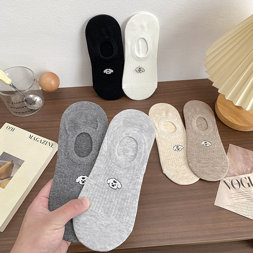 可爱小狗船袜夏季薄款