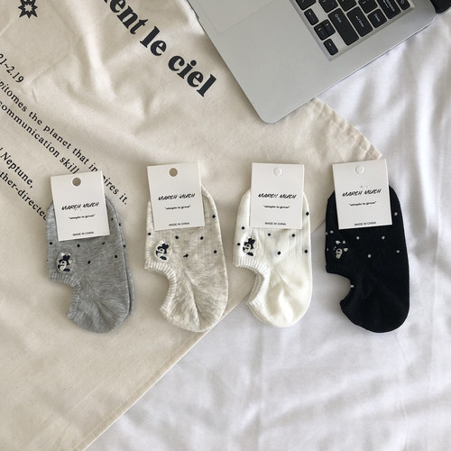 波点小狗可爱船袜女夏季