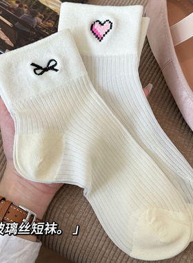 白色透明袜子女式夏天夏季薄款玻璃丝女水晶短袜透气芭蕾风刺绣