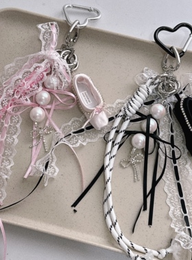 原创韩国ins风芭蕾舞鞋吊坠钥匙扣手机链背包车miu系包挂件饰品绳