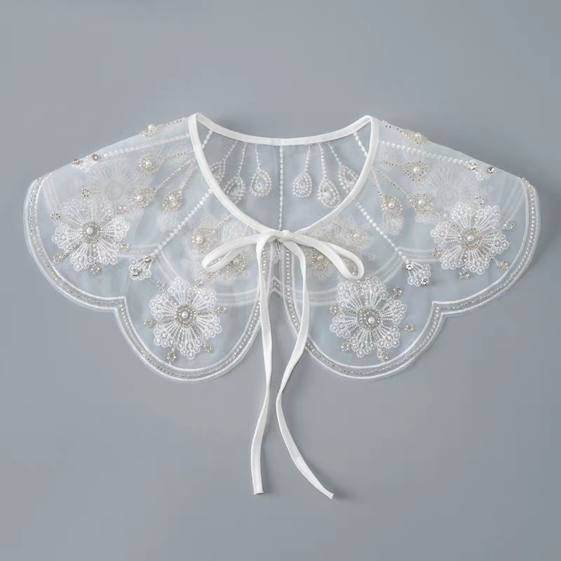 重工钉珠假领减龄娃娃领外搭配裙披肩装饰领韩版欧根纱绣花假衣领,居家布艺,花边,淘宝优惠券,粉丝福利购,淘宝优惠卷