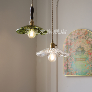 北欧复古简约吧台餐厅吊灯老上海美式田园咖啡西餐厅雨点玻璃吊灯