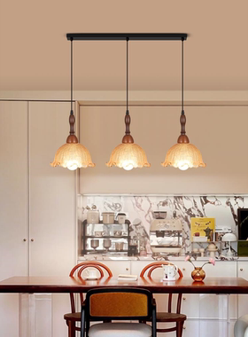 中古风餐厅吊灯三头高级感冰裂纹玻璃美式复古吧台岛台吊灯P271