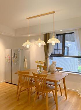 餐厅吊灯三头日式饭厅餐桌吧台灯具现代简约北欧玻璃床头吊灯P271