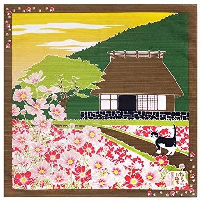 furoshiki small-size japanese wrapping cloth traveling-cat j