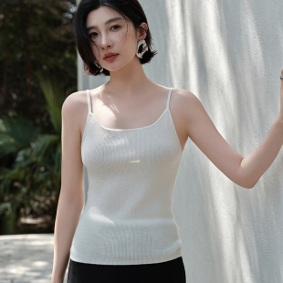 针织打底衫 2025夏季 显瘦无袖 新款 100%纯山羊绒吊带背心女抽条修身