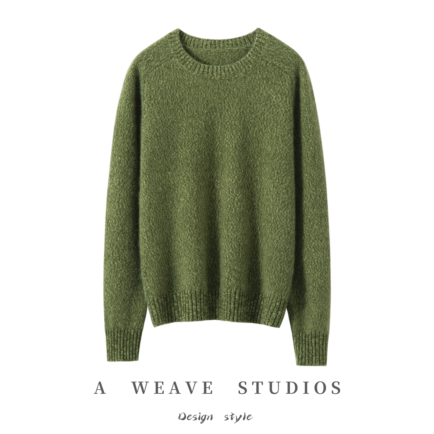 秋冬新款加厚花纱100%纯山羊绒衫女圆领宽松套头针织毛衣时尚上衣