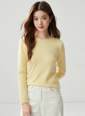 100%山羊绒圆领长袖打底衫女毛衣