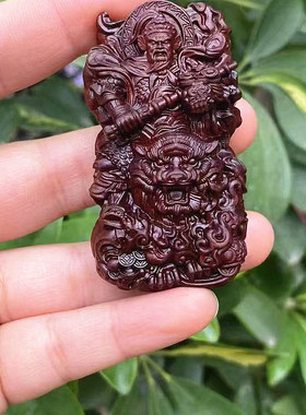 赵公明立体雷击枣木手把件