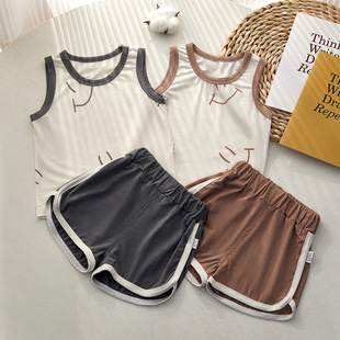 呈堡小童背心短裤套装莫代尔清爽无袖宝宝夏季婴儿休闲运动两件套