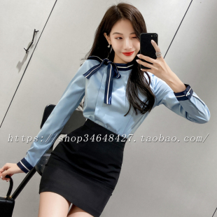 工作服女高端职业套裙气质干练韩版美容师技师服春秋长袖职业套装