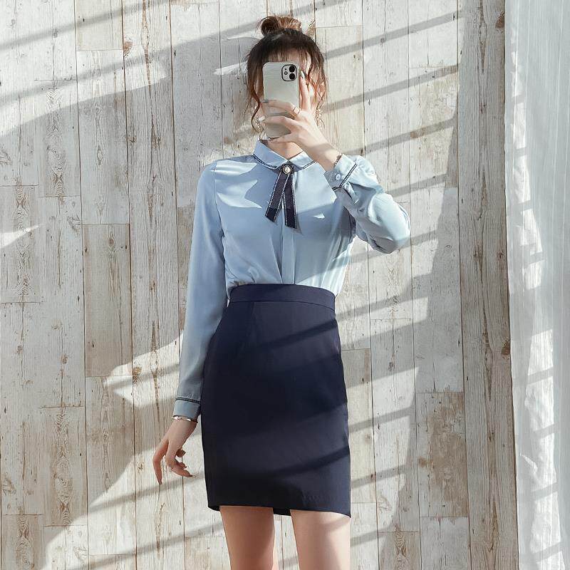 职业装套装秋季长袖衬衫工作服女气质套裙前台接待工作装2024新款
