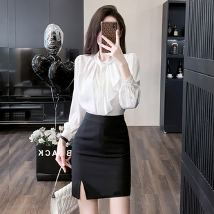 工作服职业气质女衬衫套装裙2025新款春装白色衬衣两件套空姐制服