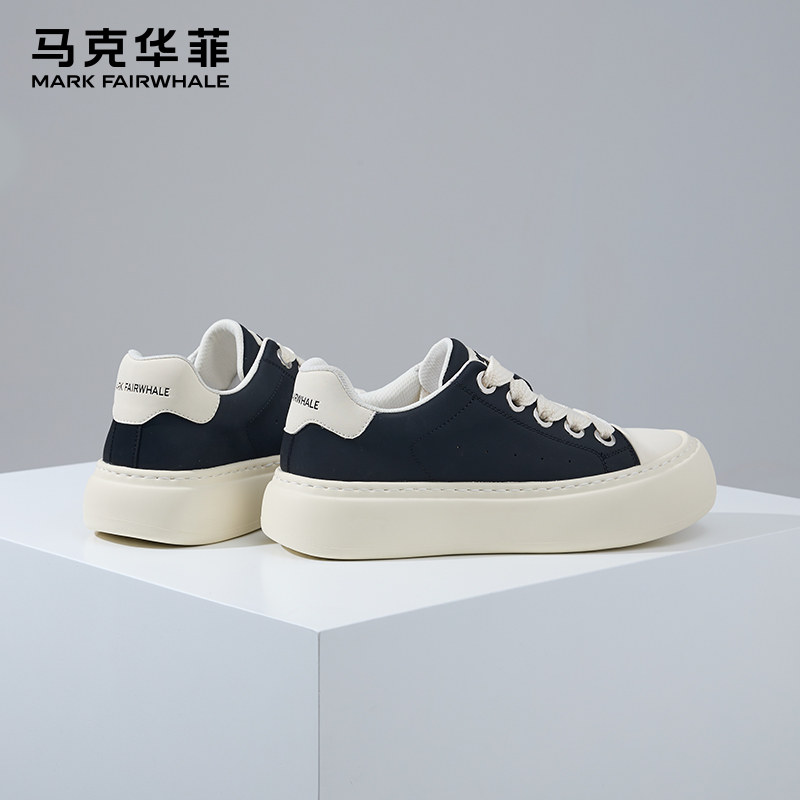 马克华菲真皮时尚休闲鞋2025秋季新款潮流板鞋厚底增高男士运动鞋