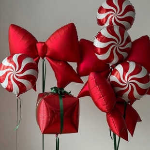 new year喜庆新年春节转运糖果铝膜气球大红色背景墙布置装饰品