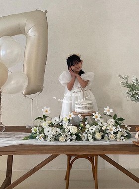 Number Balloon / L [sand beige] 奶油色40寸大数字气球生日布置