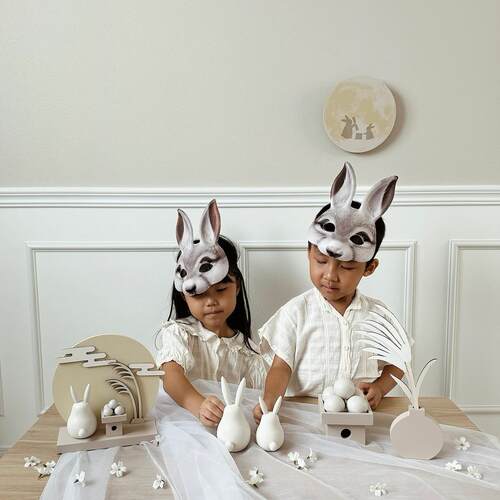 rabbit mask halloween carnival party兔子狐狸表演拍照道具面具