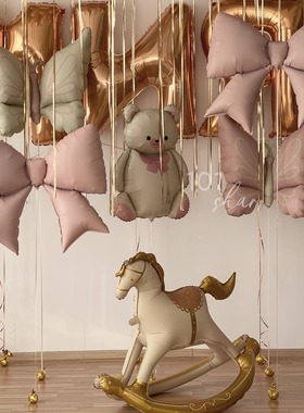 babycar宝宝婴儿车卡通车铝膜气球生日百天派对装饰用品场景布置