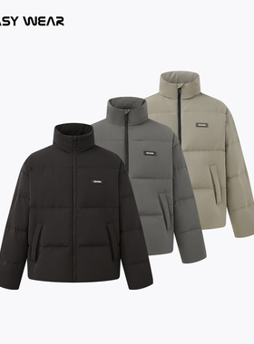 CH丨灰色短款羽绒服男冬季新款潮牌美式立领加厚保暖男士鸭绒外套