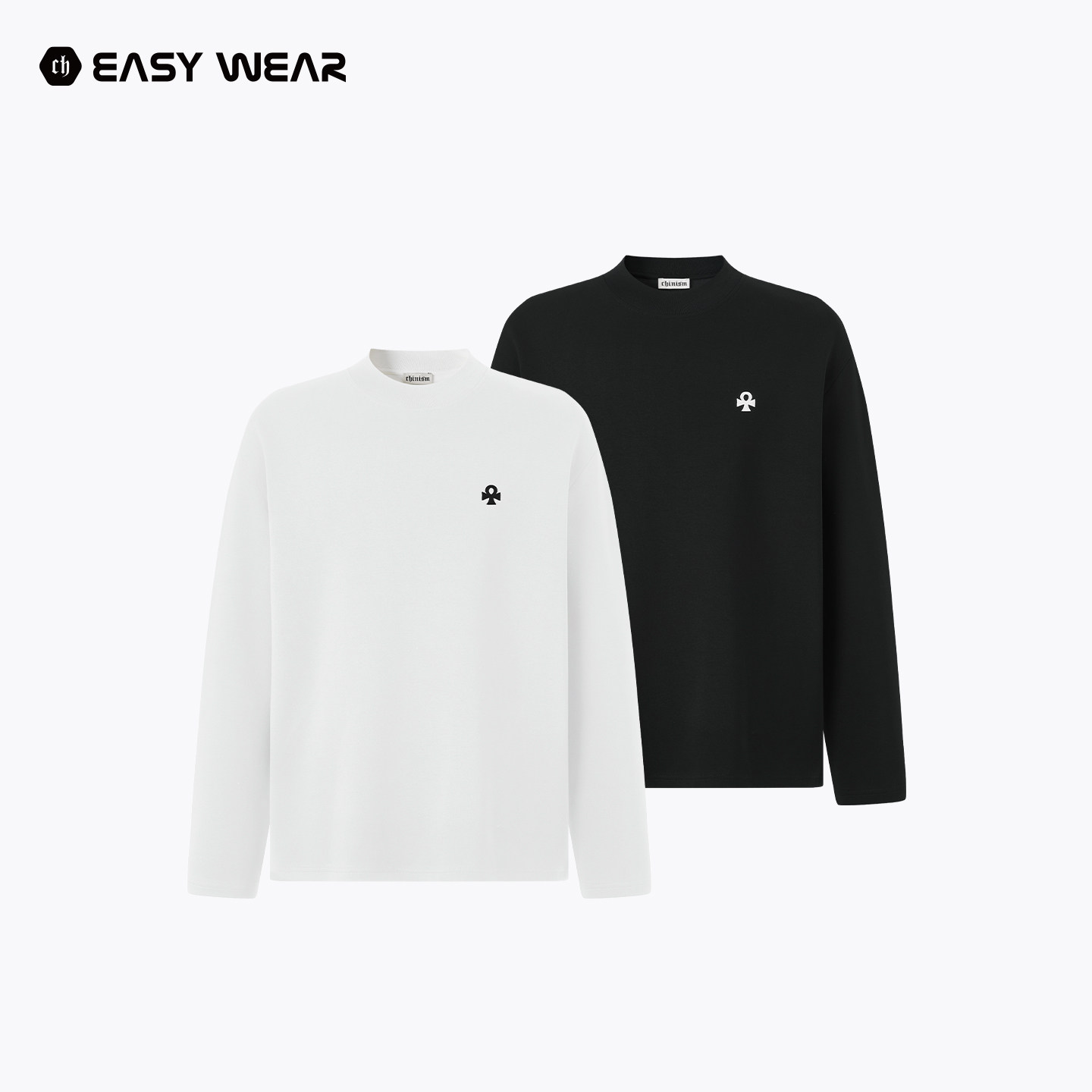 CH丨纯色幸运之符logo刺绣小半高领长袖T恤男秋季新美式休闲上衣,男装,T恤,淘宝优惠券,粉丝福利购,淘宝优惠卷