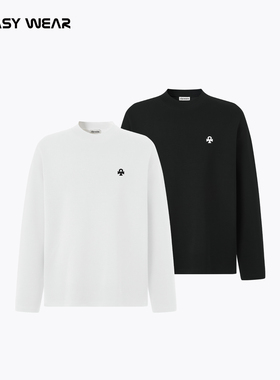 CH丨纯色幸运之符logo刺绣小半高领长袖T恤男秋季新美式休闲上衣