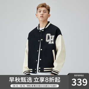 CHINISM 徽章系列 CH美式复古贴皮绣logo棒球服男潮牌夹克外套