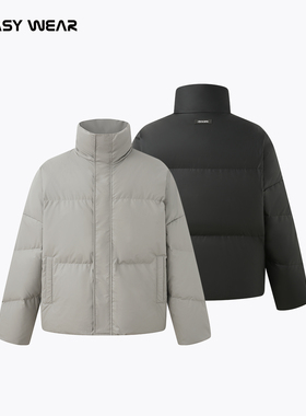 CH丨短款情侣羽绒服男美式潮牌冬季新款加厚轻薄男士灰色宽松外套