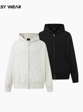 CH丨黑色开衫卫衣男早秋款情侣美式宽松拉链连帽外套男生运动帽衫