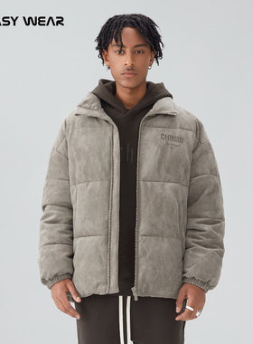 CH丨麂皮绒美式棉服男冬季新款美式潮牌高街立领加厚保暖棉衣外套