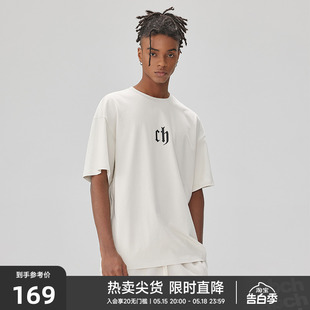 T恤男美式 CHINISM 白色印花短袖 CH夏季 基础宽松纯棉休闲情侣半袖