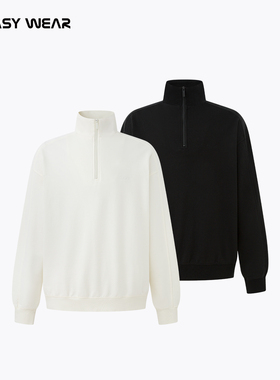 CH丨翻领半拉链卫衣春秋宽松上衣针织面料美式男生Polo领休闲外套