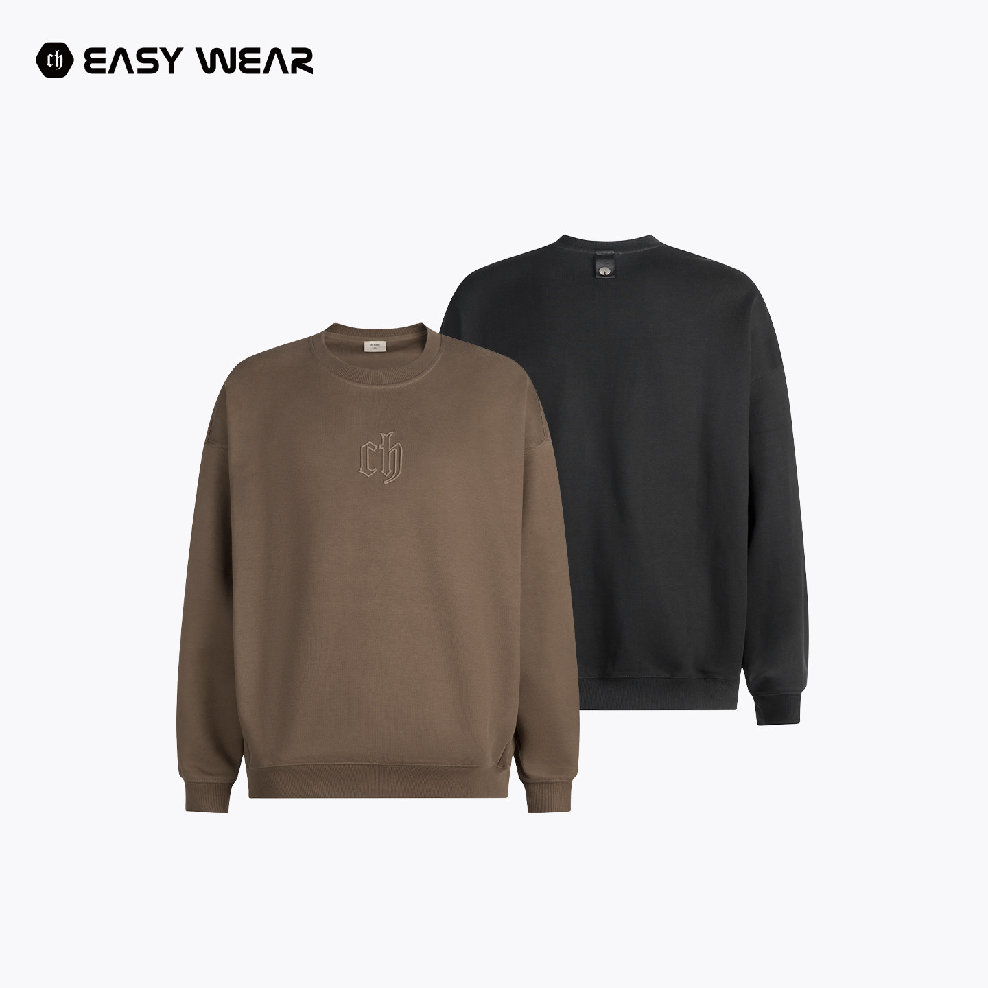 CH丨字母印花圆领卫衣男秋潮牌男士美式休闲外套复古宽松套头上衣