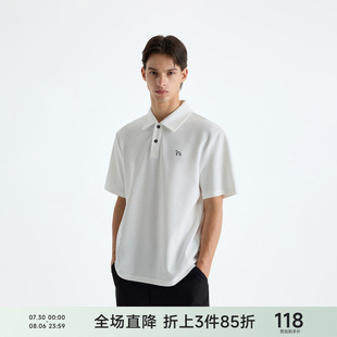 t恤 CH白色透气POLO衫 男夏季 绣花翻领休闲短袖 宽松简约通勤男士