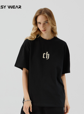 CH丨复古短袖T恤男夏美式宽松纯棉情侣半袖男生潮牌圆领透气上衣