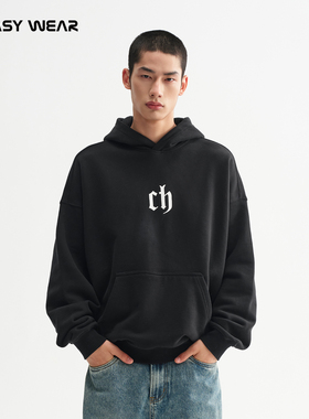 CH丨 升级基础经典款水洗灰色连帽卫衣男款秋季做旧情侣男生帽衫