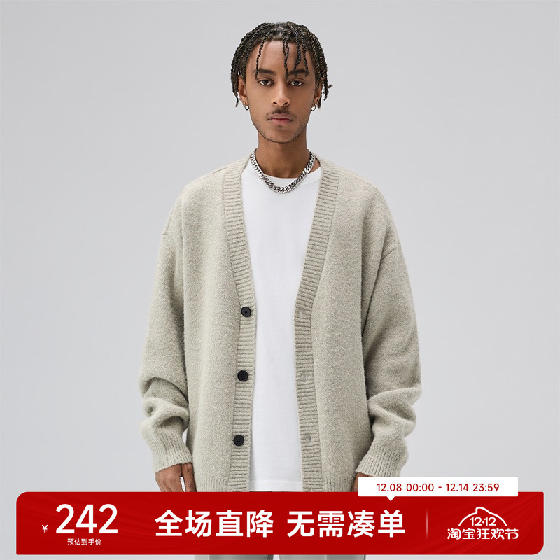 CH美式V领宽松开衫毛衣