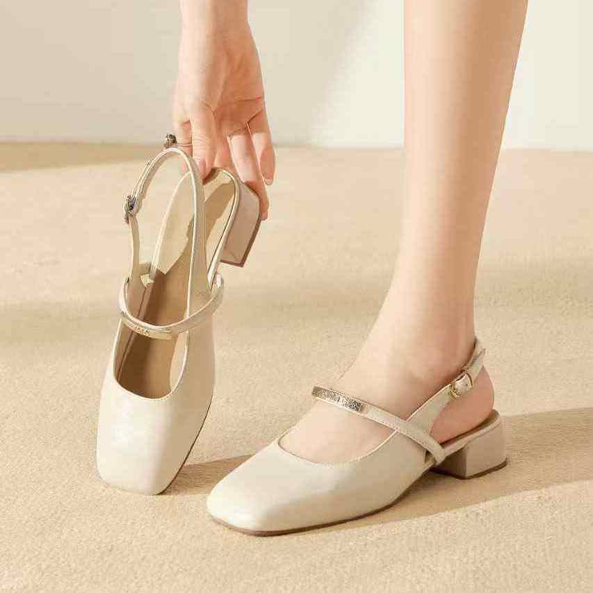 巨日2025夏款2615165包头凉鞋外穿配裙子粗跟仙女风百搭时装凉鞋,女鞋,一字带凉鞋,淘宝优惠券,粉丝福利购,淘宝优惠卷