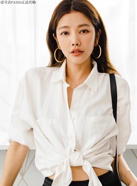 许路儿 LURE HSU R191054 前口袋落肩衬衫 夏日休闲白衬衣女士