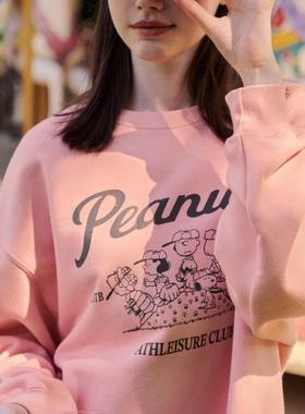 PAZZO正品代购史努比MIT PEANUTS baseball圆领大学TEE长袖卫衣