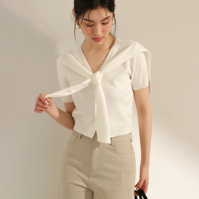 AIRSPACE正品学院风绑结针织上衣