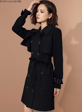 许路儿LUREHSU正品国内台湾代购R202068秋冬双排扣荷叶领风衣外套