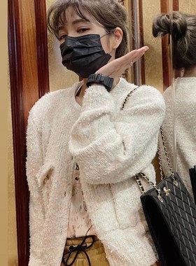 许路儿LUREHSU正品代购212135选品毛呢双口袋针织毛衣开衫外套冬