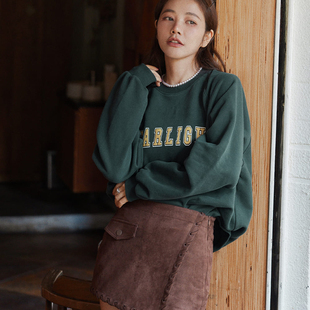 许路儿LUREHSU正品代购R232139 秋冬咖色人造麂皮袋飾短裤裙