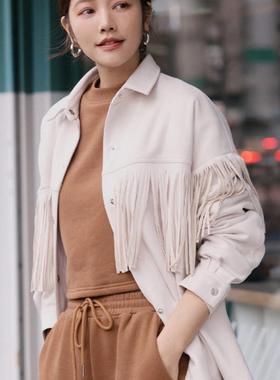 许路儿LUREHSU正品代购R232188  人造麂皮苏衬衫外套长袖开衫