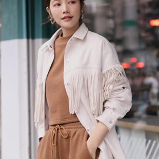 许路儿LUREHSU正品代购R232188 人造麂皮苏衬衫外套长袖开衫