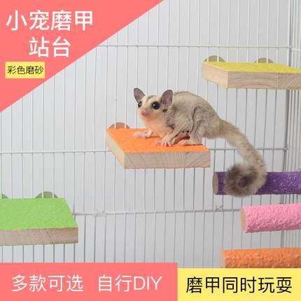 蜜袋鼯用品磨指甲松鼠花枝鼠龙猫跳台站杆飞鼠笼内家具玩具磨砂板