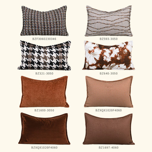 美式轻奢复古橘咖色系沙发抱枕腰靠枕别墅样板间设计师装饰靠垫