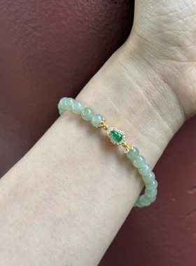 天然和田玉晴水手串女款首饰玉石珠子串珠手链女生送闺蜜礼物